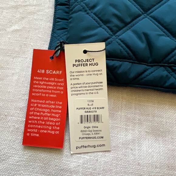 NEW Puffer Hug 418 Blue Scarf Vest Unisex NWT - Picture 11 of 13